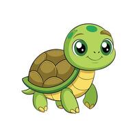Cartoon baby turtle in the field illustration vector