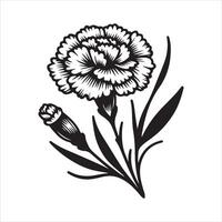 line art of a carnation vector