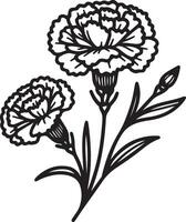 line art of a carnation vector
