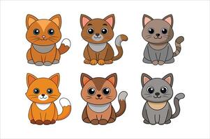 Cartoon funny cat on white background set vector
