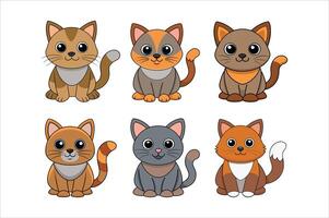 Cartoon funny cat on white background set vector