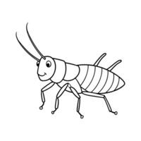 cartoon grasshopper isolated on Line art vector