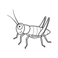 cartoon grasshopper isolated on Line art vector