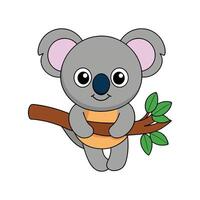 Cartoon koala on a tree branch vector