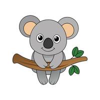 Cartoon koala on a tree branch vector
