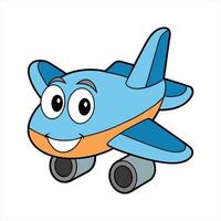 Cartoon smiling plane mascot character vector