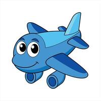 Cartoon smiling plane mascot character vector