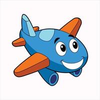 Cartoon smiling plane mascot character vector