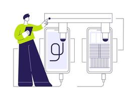 Smartphone testing abstract concept illustration. vector