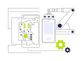 Smartphone assembling abstract concept illustration. vector