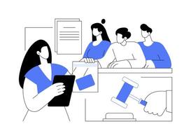 Representing client in trial abstract concept illustration. vector