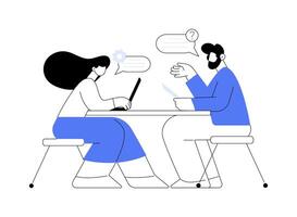 Interviewing a candidate abstract concept illustration. vector