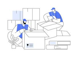 Unpacking belongings abstract concept illustration. vector