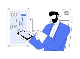 Cryptocurrency trading app abstract concept illustration. vector
