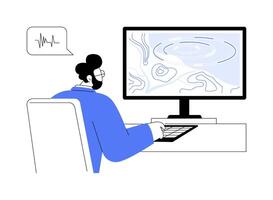 Seismic wave simulation software abstract concept illustration. vector