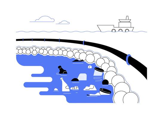 Ocean cleanup project abstract concept illustration.