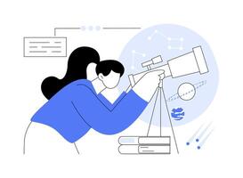Space observation abstract concept illustration. vector