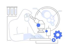 Conduct experiment with nano particles abstract concept illustration. vector