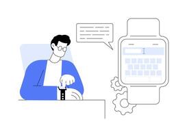 Reply to messages with smartwatch abstract concept illustration. vector
