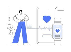 Smartwatch heart rate monitoring abstract concept illustration. vector