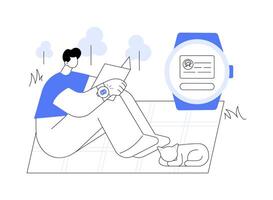 Social media notifications on smartwatch abstract concept illustration. vector