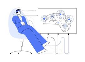 Brain-computer interface abstract concept illustration. vector