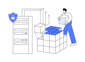 Blockchain cybersecurity abstract concept illustration. vector