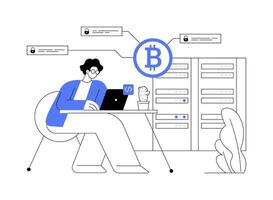 Blockchain tech architect abstract concept illustration. vector