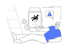Smartwatch fall detection abstract concept illustration. vector