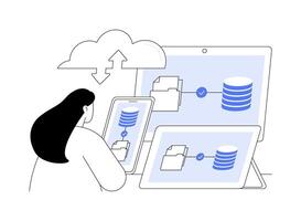 Data backup and recovery abstract concept illustration. vector