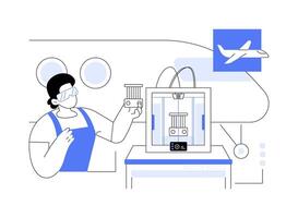 3D printing in aviation abstract concept illustration. vector