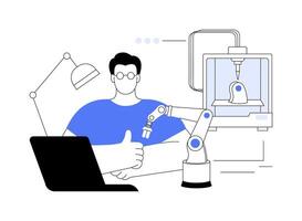 3D printers in robotics abstract concept illustration. vector