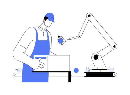 Pick and place robots abstract concept illustration.