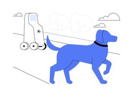 Dog walking robot abstract concept illustration. vector