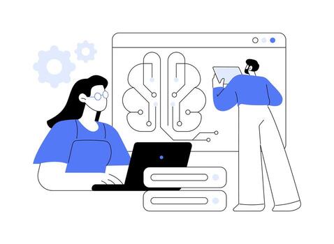 Machine learning engineer AI Architect abstract concept illustration. vector