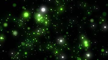Animation green star particle abstract on black background. video