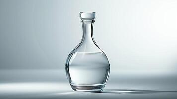 luxury glass vodka bottle without graphics on white background. AI Generate photo