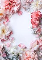 Simple wedding theme frame translucent center. Generate AI photo