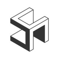 Cube logo, geometric design. Black and white Box logotype company, trendy techno emblem in isometric 3D style. vector