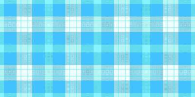 Household seamless fabric texture, checkered check pattern tartan. Other background textile plaid in cyan and azure colors. vector
