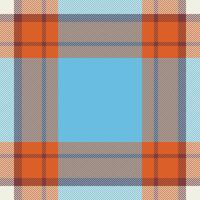 Manufacturing pattern fabric textile, 50s tartan check. Styling plaid seamless texture background in cyan and orange colors. vector