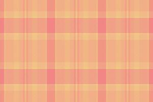 Linear pattern texture plaid, nostalgia seamless textile. Sexy tartan check background fabric in orange and light coral colors. vector