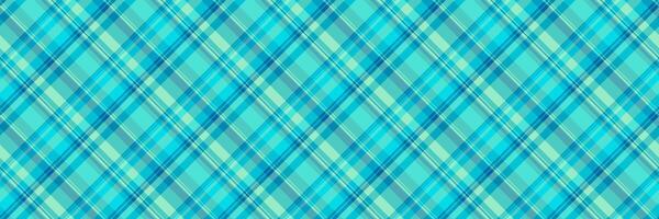 Perfect fabric textile tartan, skill plaid texture. Dining check background pattern seamless in cyan and teal colors. vector