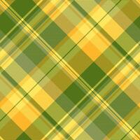 Internet check textile background, tie plaid tartan pattern. Rag texture seamless fabric in green and yellow colors. vector