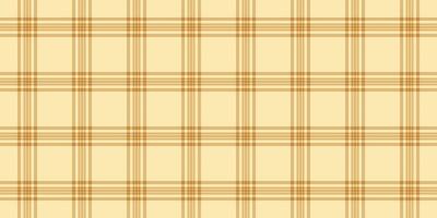 Setting texture fabric, rough plaid pattern seamless. Reel textile tartan check background in amber and light colors. vector