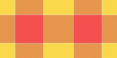 Aged tartan plaid, garment pattern check texture. Punk background seamless fabric textile in yellow and red colors. vector