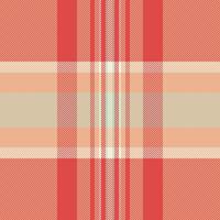 Drapery check fabric seamless, glamour background textile. Product texture plaid pattern tartan in orange and red colors. vector