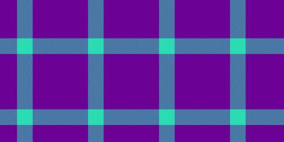 Repeat fabric seamless, hippie texture tartan plaid. Household textile check background pattern in purple and teal colors. vector