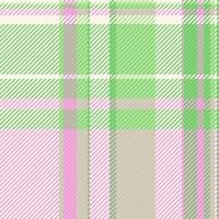 Dress texture background fabric, floor plaid check seamless. Idyllic tartan textile pattern in green and sea shell colors. vector