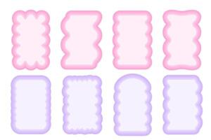 Y2k squiggle frame. Zigzag wavy border for story. Rectangle serrated retro groovy shapes set. Cute funky geometric posters for modern design. Aesthetic elements. vector